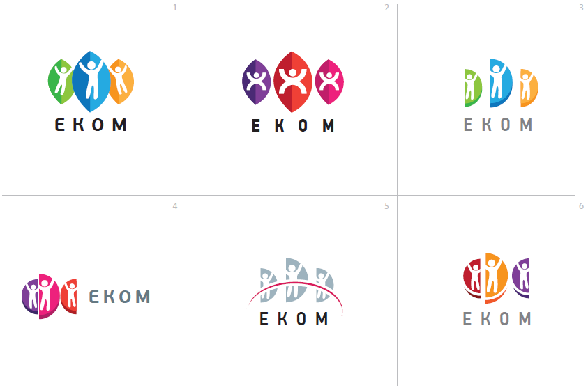 цветовые решения и варианты логотипа ЕКОМ