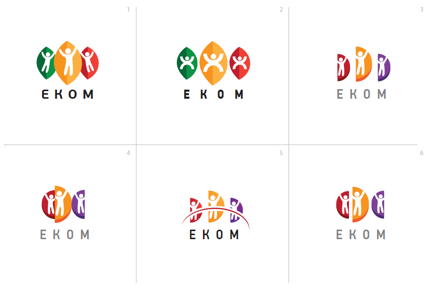 варианты логотипа ekom в рамках первой концепции