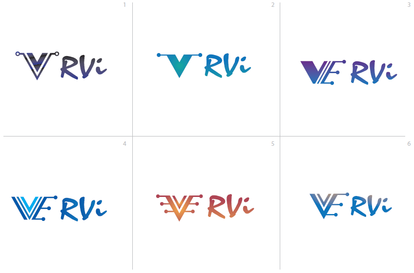 цветовые решения логотипа RVi в рамках концепции